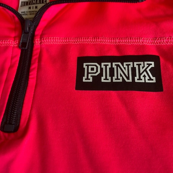 Pink Victoria Secret long sleeve hot pink/gray 1/4 zip front top Ladies Sz M - Picture 6 of 12